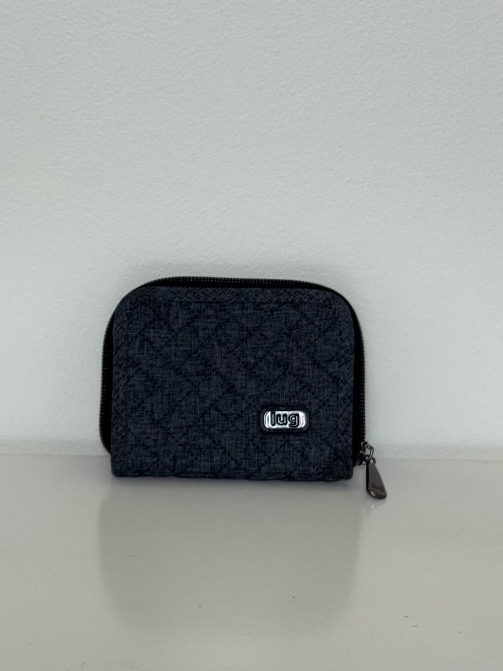 LUG RFID Quilted Compact Zip Wallet in Gray